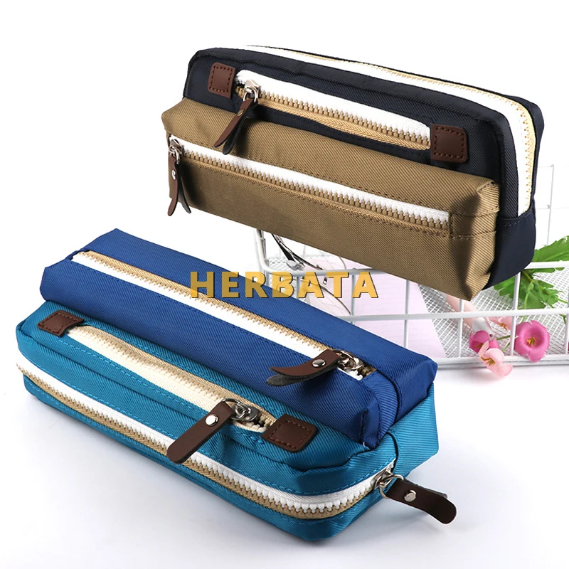 Трехслойная Холщовая Сумка для ручек чехол школьного карандаша вместительная