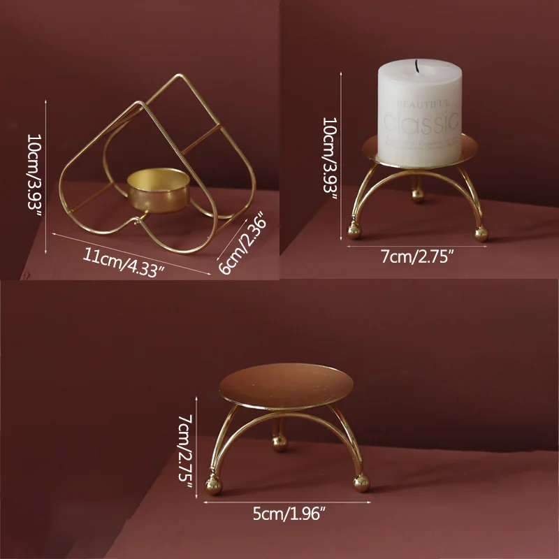 Подсвечник в скандинавском стиле с металлическим покрытием украшение для дома