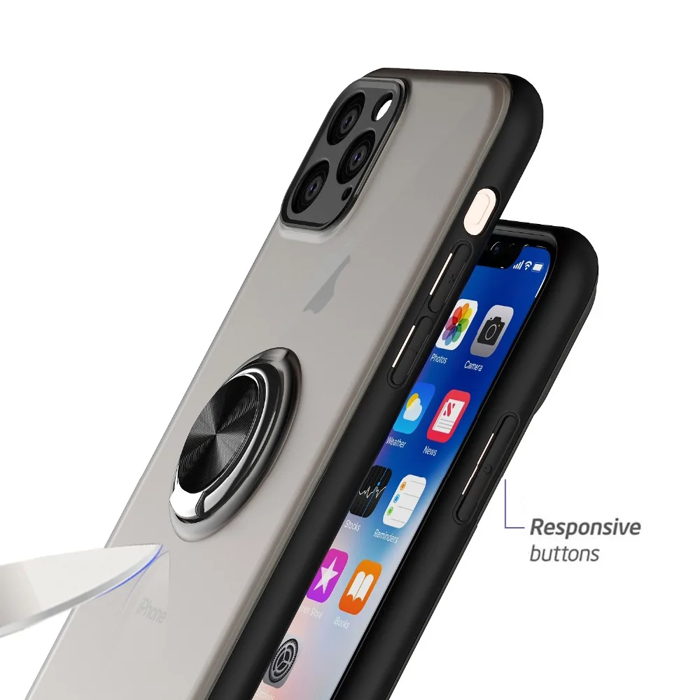 Магнитный чехол-подставка для телефона для iPhone 11 Pro Max кольцо на палец прозрачная броня для iPhone 11 Pro 7 8 6 6S Plus XR XS Max X