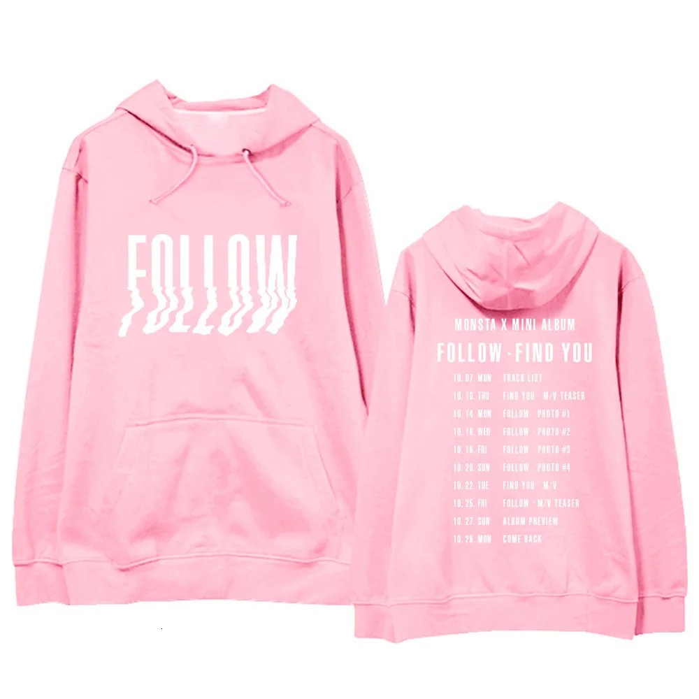 KPOP монста х Толстовка мини альбома Follow Мужская и женская одежда свободная куртка