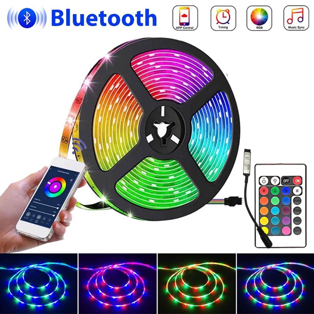 

Водонепроницаемая светодиодная лента с Bluetooth, 12 в пост. Тока, 2835 RGB, 24 клавиши