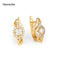 hanreshe copper stud earrings exquisite natural decorations zircon cute flower earring punk gothic jewelry party woman gift