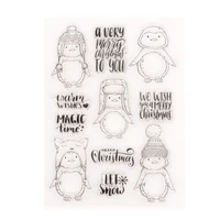 1pc winter penguin transparent stamp transparent silicone stamp diy scrapbooking rubber coloring embossed diary decor reusable