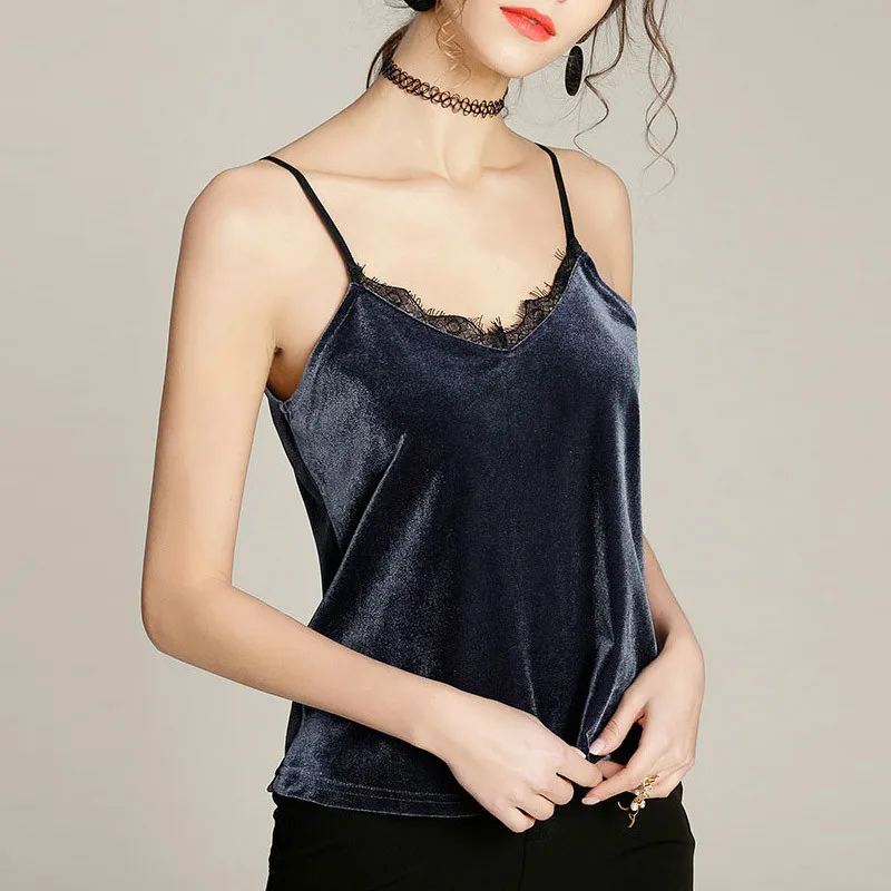 

Camisole Tops Women Lace Streetwear Causal Spaghetti Strap Crop Top Female Camis V Neck Sexy Summer Women Camisole Tops