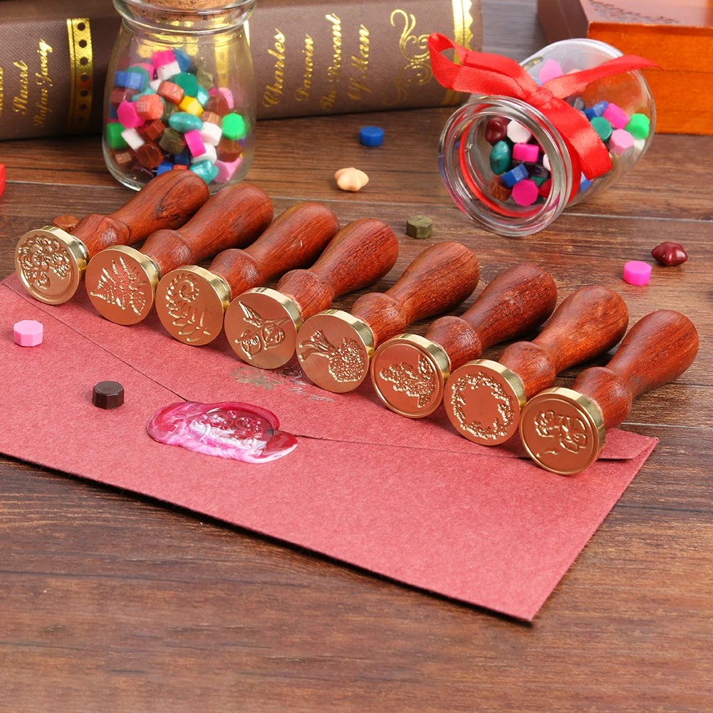 Сургучная печать в стиле ретро декоративная деревянная ручка виде цветка