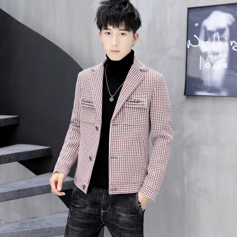 

Men's Short Jacket Single Breasted Coat Lapel Coat Slim Fit L20