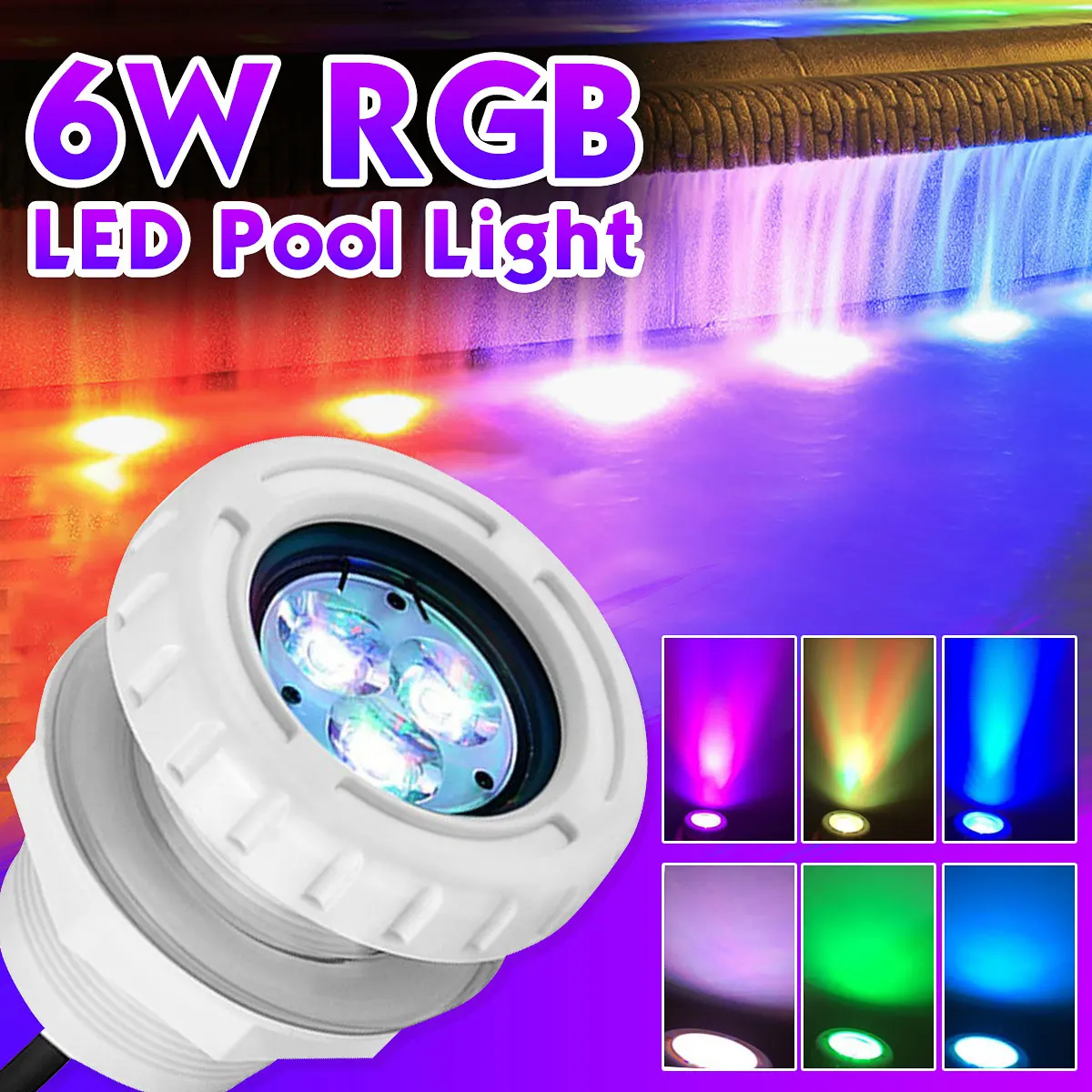

6W AC12V 3 LED RGB Led Underwater Light Waterproof IP68 Fountain Swimming Pool Ponds Garden Aquarium Tank Lamp Spot Lights