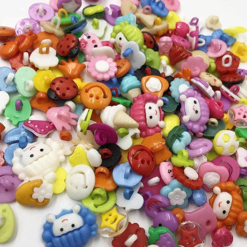 

50pcs random mixed plastic button for kids sewing buttons clothes accessories crafts child cartoon button PT99