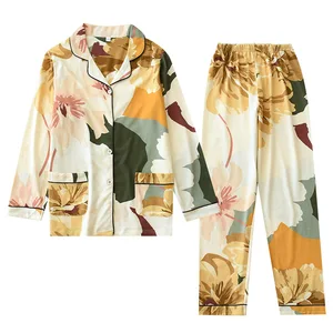 New Two Pieces Women Pajamas Cotton Viscose Autumn Summer Sleepwear Floral Printed Pyjama Women Sleep Sets Plus Size Home Wear New Two Pieces Women Pajamas Cotton Viscose Autumn Summer Sleepwear Floral Printed Pyjama Women Sleep Sets Plus Size Home Wear