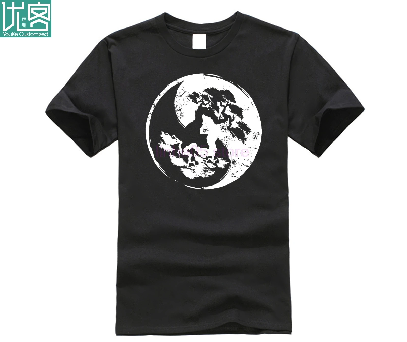 2020 Новый Summertee рубашка бонсай Ying Yang Япония деревья солнце буддизм дзен Круг