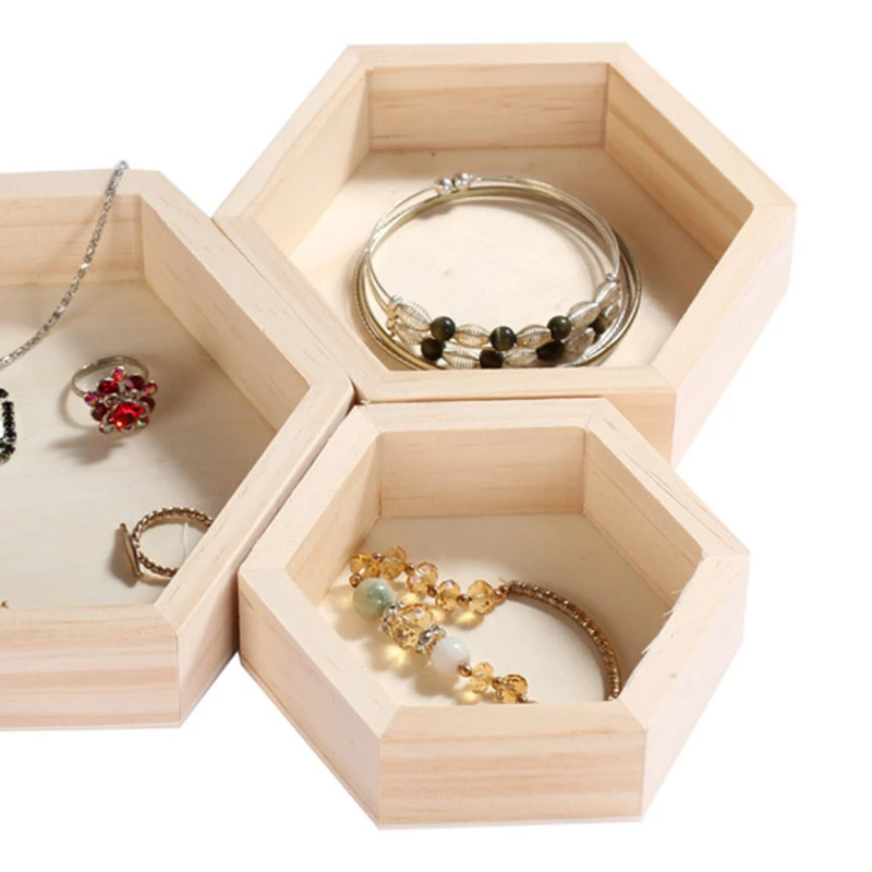 Простая деревянная шкатулка для хранения ювелирных изделий поднос демонстрации