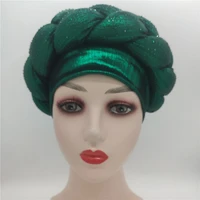 latest aso oke auto gele headtie women turban cap with braids muslim head scarf bonnet ladies head wraps diamonds turbante mujer