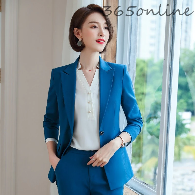 Новинка синие Официальные Женские деловые блейзеры и куртки пальто для женщин