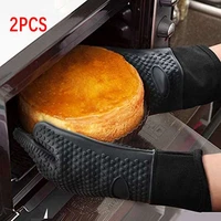2pieces kitchen heat resistant oven gloves barbecue grill silicone cooking gloves one pair bbq gloves with long sleeve baking