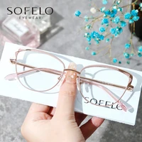 fashion cat eye optical glasses frame female myopia prescription eye glasses frame for women stainless steel spectacles brand