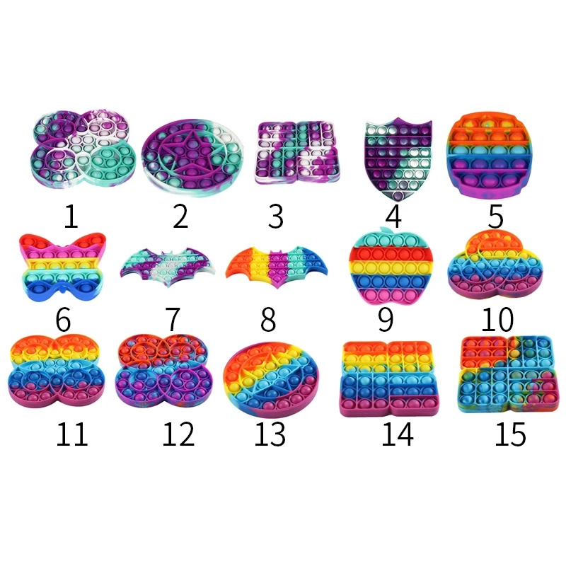 

2021 New Pop Fidget Toys Push Bubble Silicone Toy Butterfly Round Square Stress Relief Sensory Toy For Kids Adult