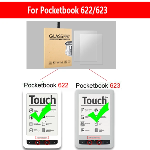 PB622GHM2 2 шт./лот, чехол из закаленного стекла, пленка для Pocketbook Basic 3, Защита экрана для Pocketbook 614 Plus/626/632/622/627 - Цвет: PB622GHM2