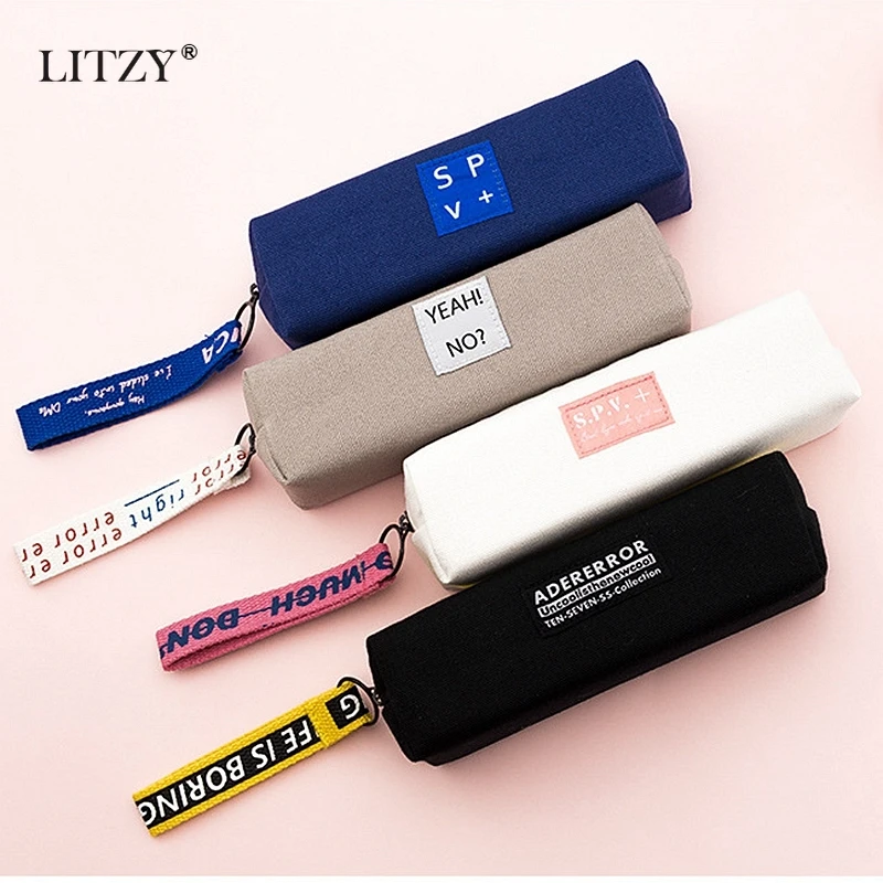 Холщовый пенал простой дизайн стильные сумки карандаши на молнии держатели для