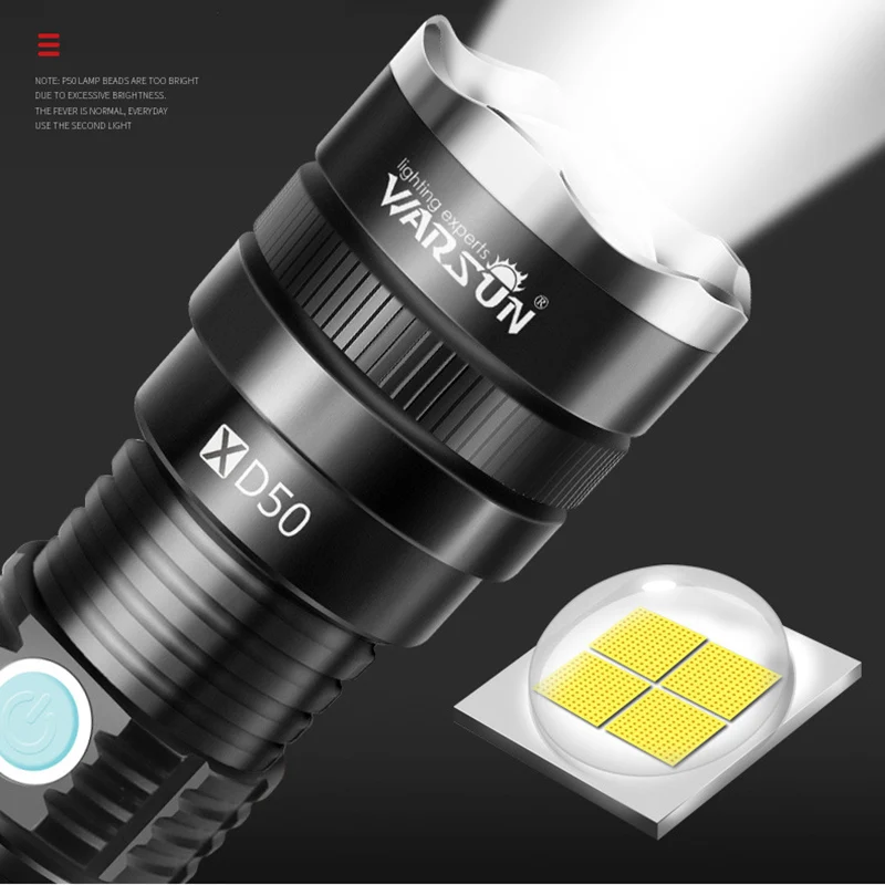Супер мощный светодиодный фонарик YC50 xhp70.2 тактический фонарь XHP70 XHP50