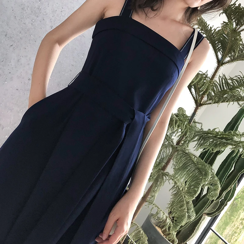 Женское платье без рукавов элегантные платья до середины икры с карманами и