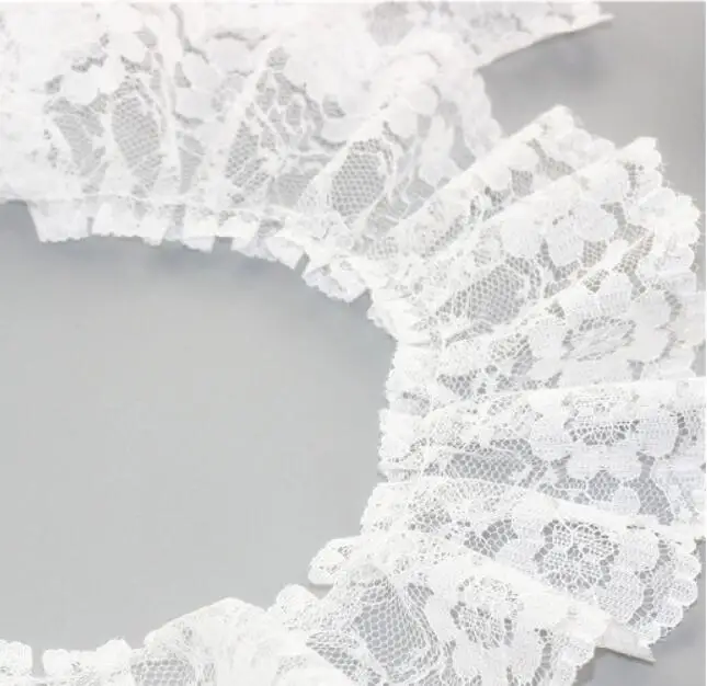 Кружевная 3D аппликация плиссированная лента 1 м белая черная 6 см кружевная ткань