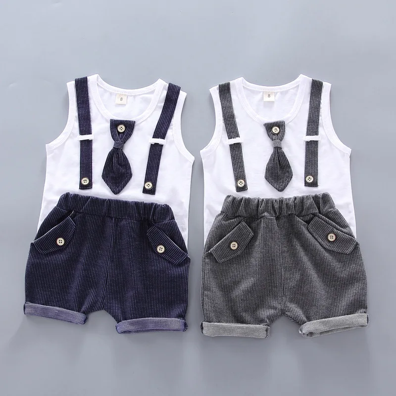 Комплект одежды для маленьких мальчиков летний хлопковый жилет в полоску