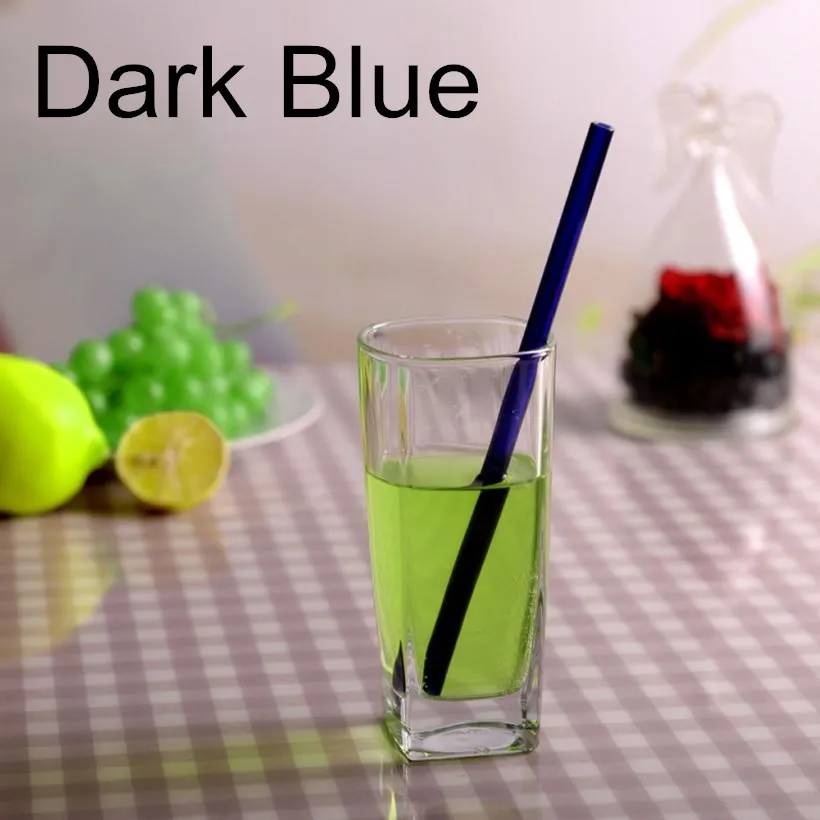 100pcs blue 100 шт многоразовые и термостойкие экологические стеклянные соломинки для питьевой воды с кисточкой для свадьбы, дня рождения - Цвет: 100pcs blue