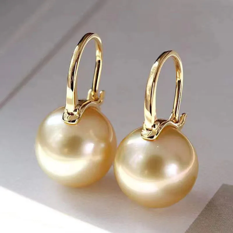 South Sea Gold Bead Earrings Are Round And Flawless Natural Sea Pearl Earrings Earrings Champagne Gold Earrings Jewelry