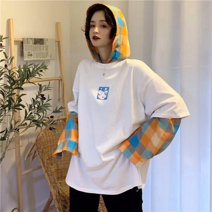 Модные толстовки в стиле Харадзюку для женщин топы осень 2021 Корейском ольччан