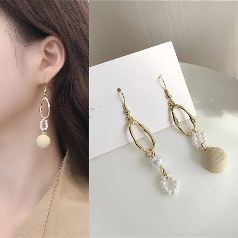 В винтажном стиле Из полотого металла серьги кольца жемчужные бусины