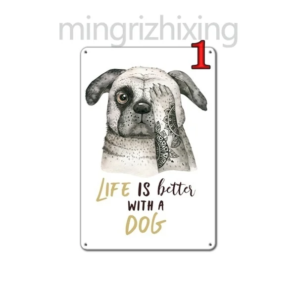 Металлический винтажный оловянный плакат Life is better with a dog настенный для кофе кафе