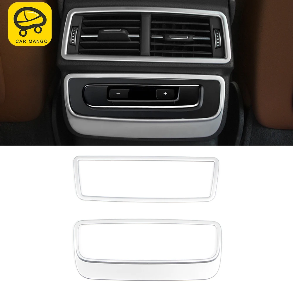 

CARMANGO for Audi Q7 4M 2016-2020 Car Accessories Rear Seat Back Air Vent Panel Trim Frame Sticker Cover Decor Silver Moulding