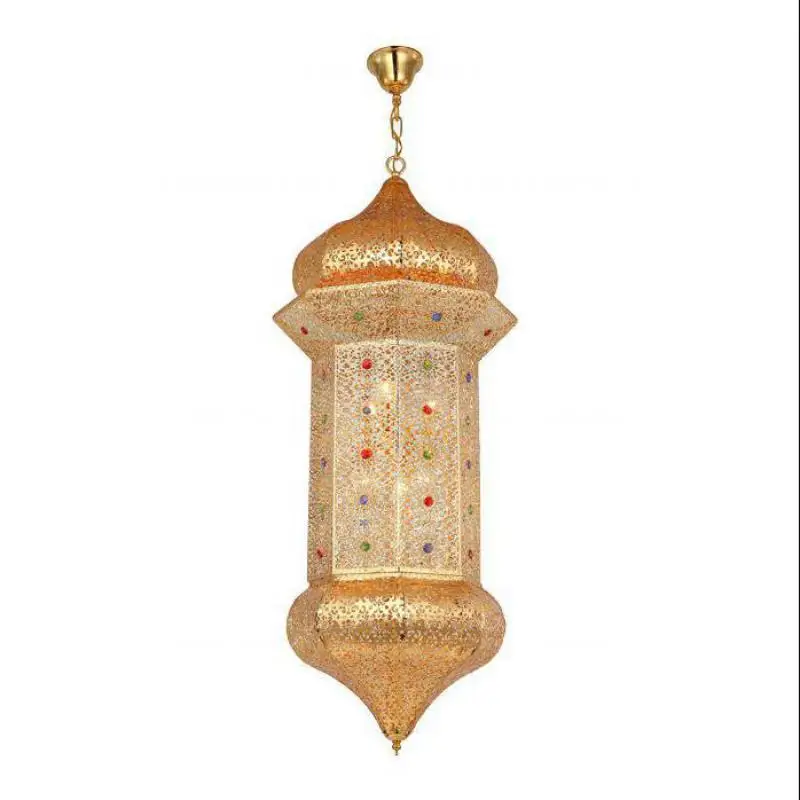 Мусульманский Золотой подвесной светильник Хрустальный цветной арабский