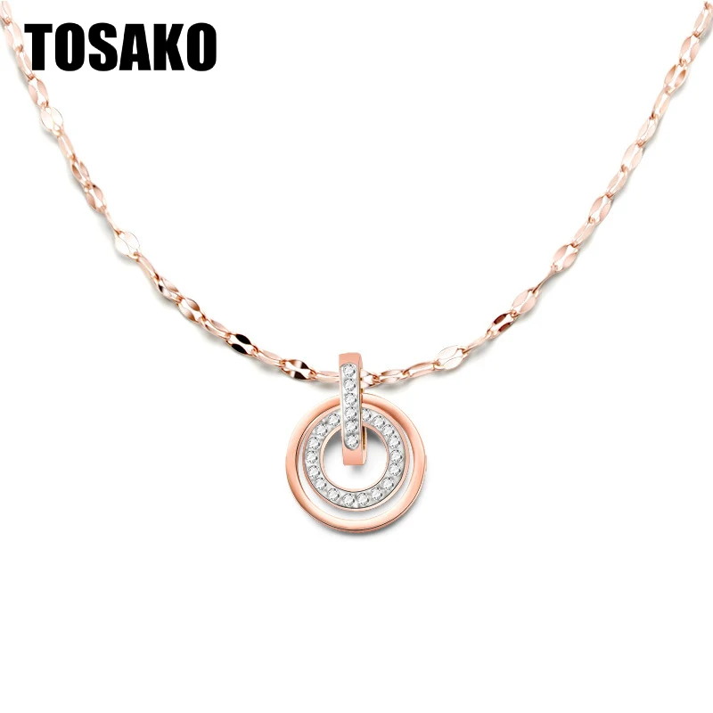 

TOSAKO Pendant Zircon Exquisite Clavicle Necklace Stainless Steel Necklace For Women Trend Jewelry BSP277