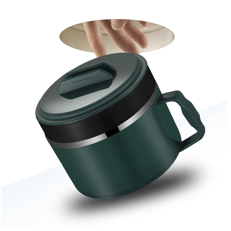 

1500ml Big Capacity 304 Stainless Steel Noodles Bowls For Students Double Layer Fast Food Sotrage Container With Phone Supporter