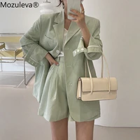 mozuleva elegant ladies 2 pieces blazer set full sleeve suit jackets wide leg shorts 2021 summer casual women shorts suits
