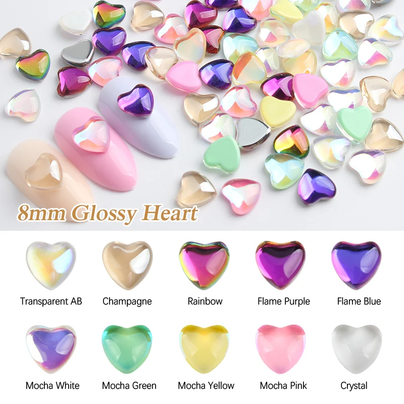 Новые блестящие камни стразы 8 мм в форме сердца мокко для творчества украшения