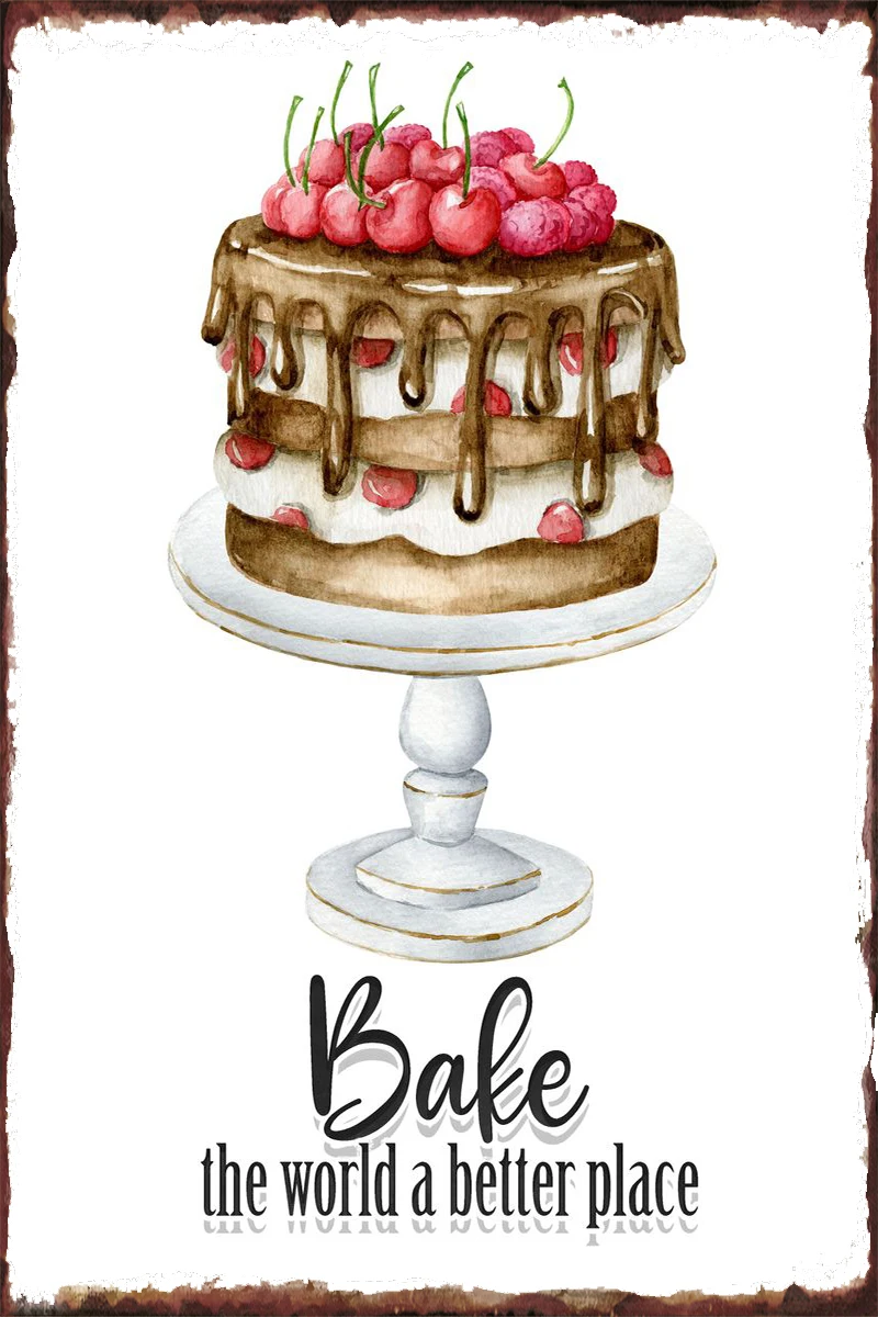 

Винтажный металлический знак Bake the world, жестяные таблички, Настенный декор, украшение для комнаты в стиле ретро для художественного клуба, му...