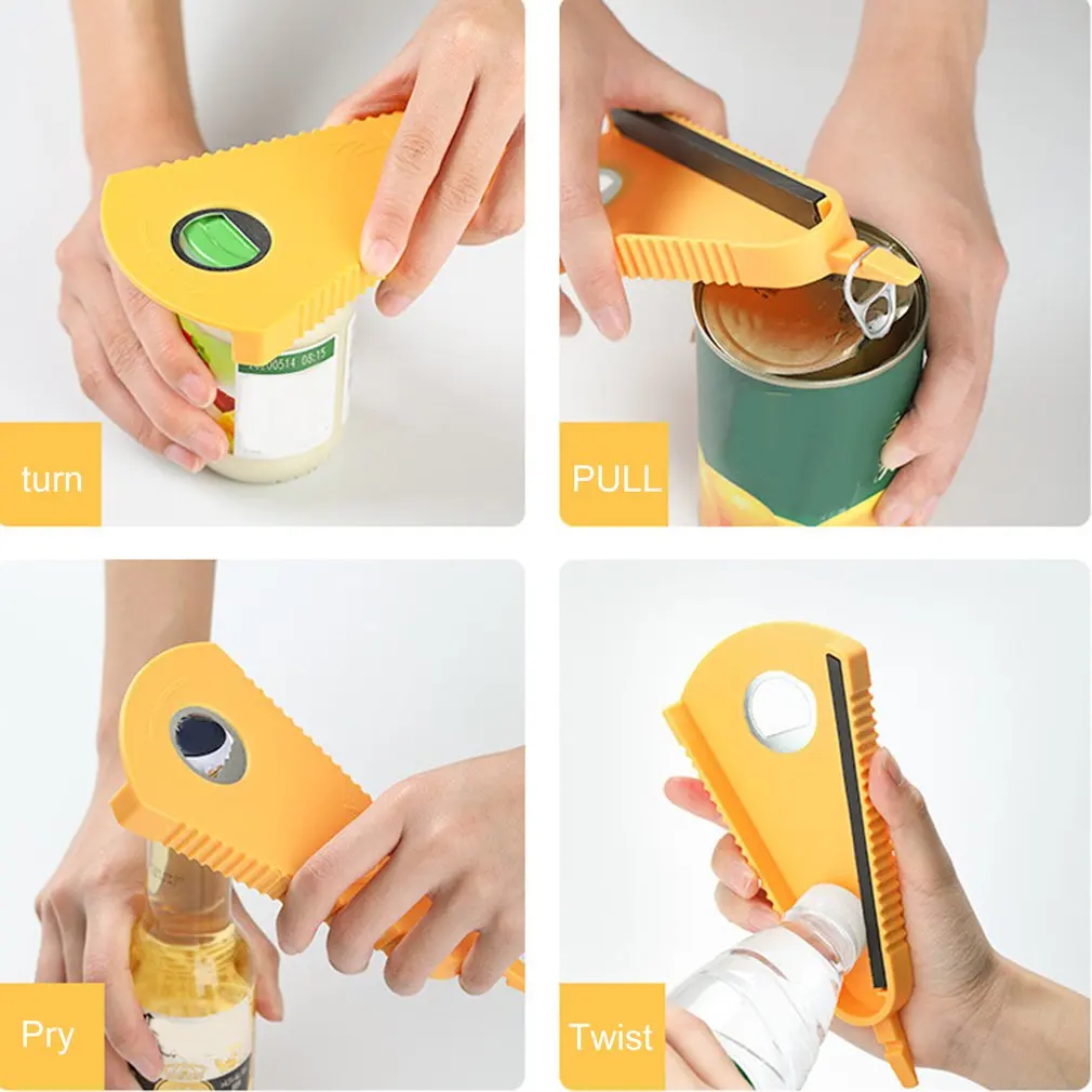 

1pc Jar Opener Multi-Purpose Bottle Opener Effortless Jar Lid Remover Cans Opener Gadgets Random Color