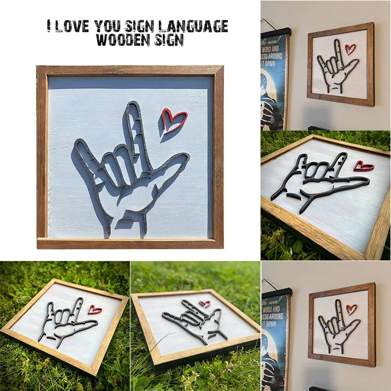 

Деревянный знак с надписью «I Love You», креативное ремесло, настенное художественное украшение для дома, гостиной, спальни, украшение B99