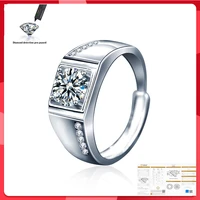 925 sterling silver 1 carat round shape moissanite solitaire engagement wedding rings for men