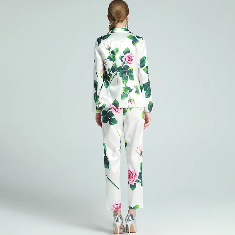

2021 SPRING NOTCH COLLAR FLORAL PRINT BLAZER & PANTS SET