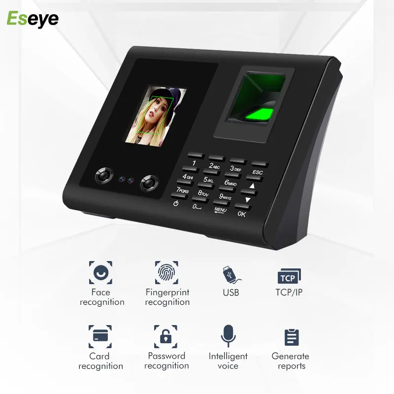 Eseye Face Recognition Fingerprint Access Control Biometric Attendance System Time Clock Employee Office Machine | Безопасность и