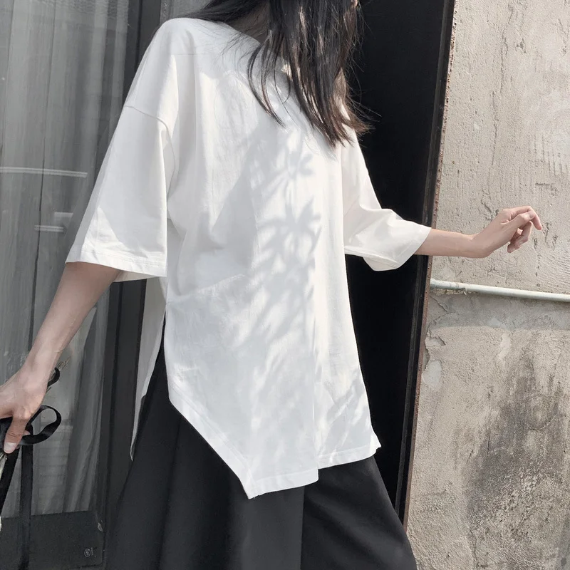 Женская футболка с круглым вырезом EAM черная большого размера рукавами три