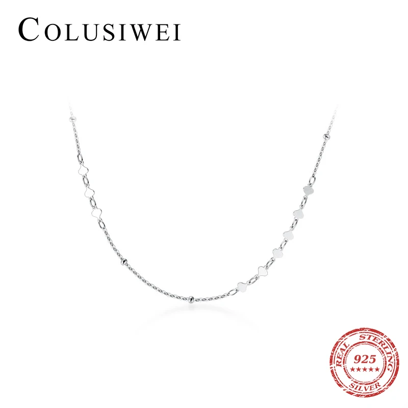 Colusiwei реальные 925 пробы серебристый неправильной формы сердца цепочка на шею в