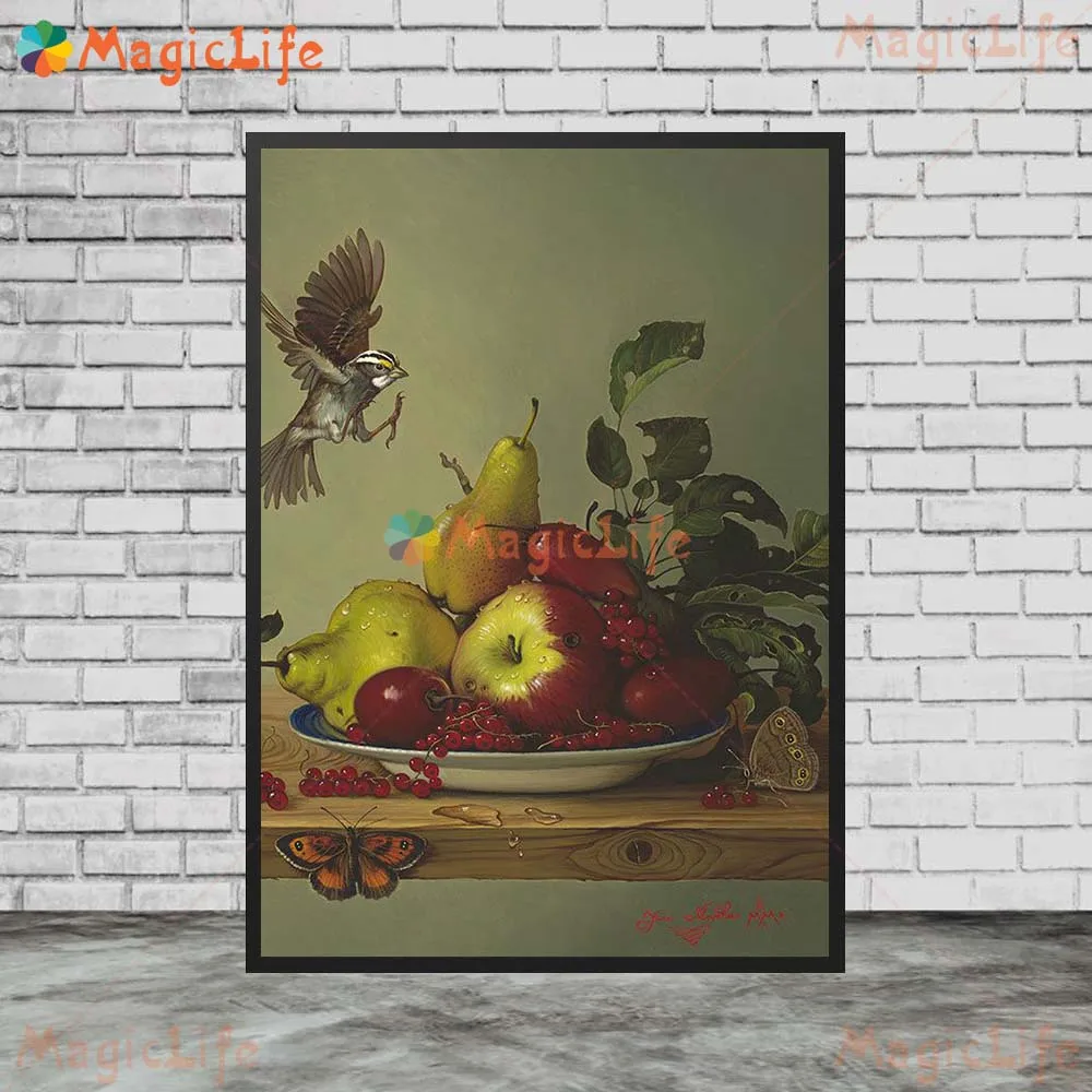Постеры с изображением фруктов натюрморта яблока граната настенные картины для