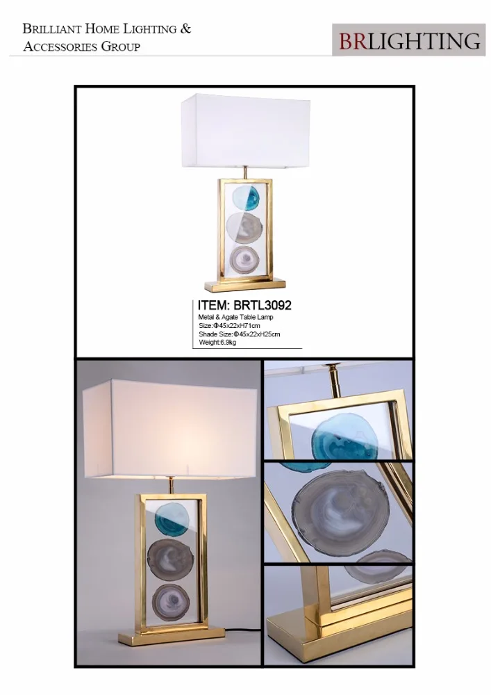 

Modern style brass agate table lamp for home bedroom decoration