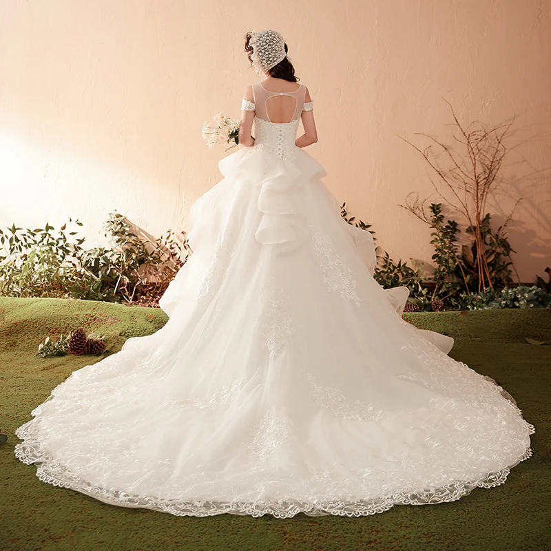 2020 свадебное платье со шнуровкой на спине фантастическое Тюлевое ТРАПЕЦИЕВИДНОЕ