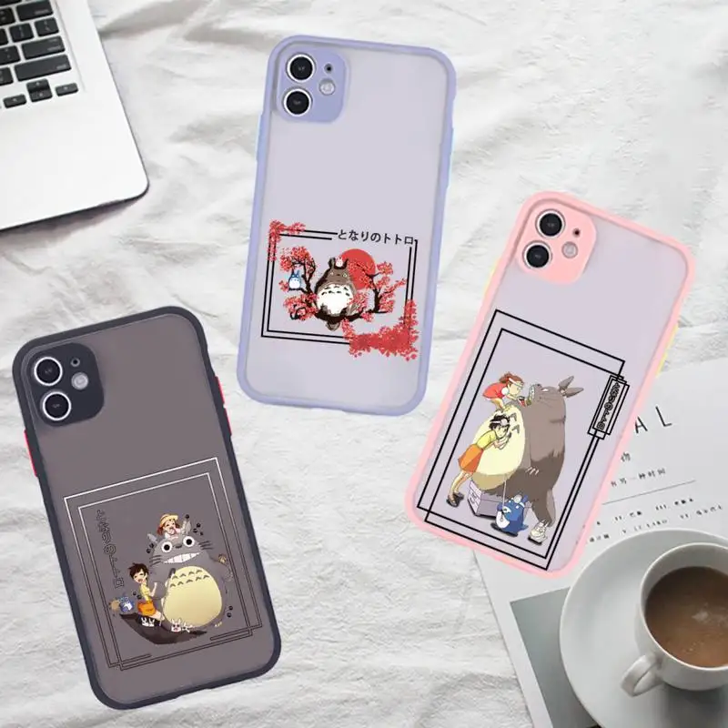 

Totoro cute design anime Phone Case matte transparent For iphone 7 8 11 12 plus mini x xs xr pro max cover
