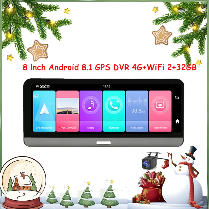 

4G Видеорегистраторы для автомобилей Android 8,1 ADAS 8 дюймов приборной панели автомобиля тире Камера GPS навигации Full HD 1080P Двойной объектив Автомо...